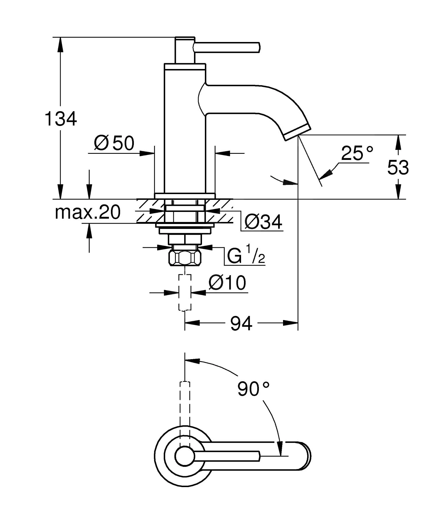 Grohe Atrio - Soupape De Lavabo, XS, Hard Graphite Brossé 20021AL3 4 Grohe Atrio - Soupape De Lavabo, XS, Hard Graphite Brossé 20021AL3 – Image 2