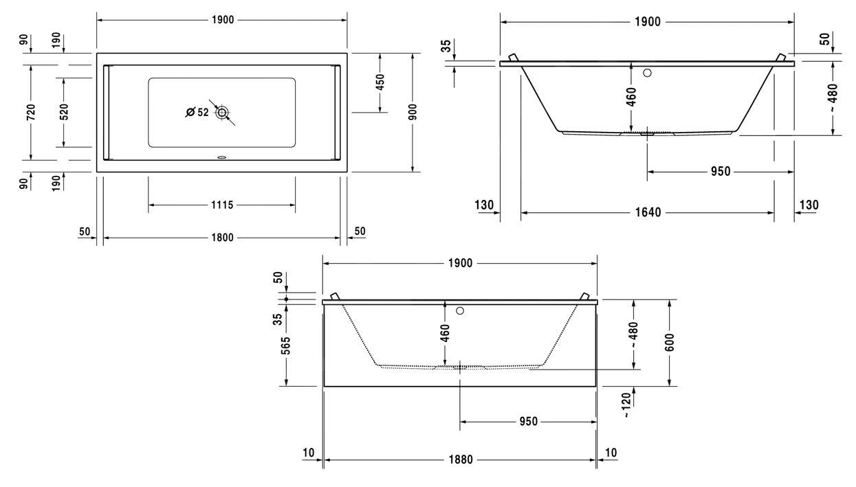 Duravit Starck - Baignoire 1900x900 Mm, Blanc 700340000000000 4 Duravit Starck - Baignoire 1900x900 Mm, Blanc 700340000000000 – Image 2