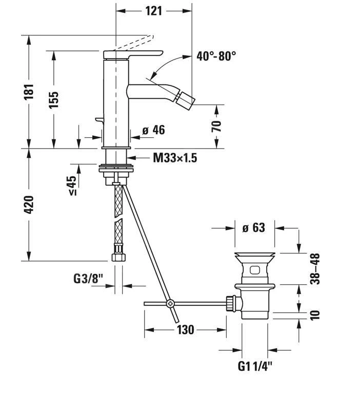 Duravit C.1 - Mitigeur De Bidet Avec Vidage, Chrome C12400001010 4 Duravit C.1 - Mitigeur De Bidet Avec Vidage, Chrome C12400001010 – Image 2