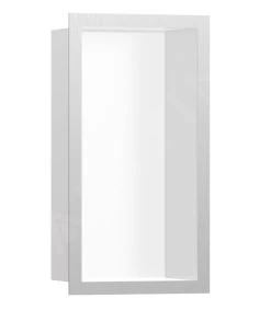 Hansgrohe XtraStoris Individual - Niche Murale Avec Cadre Design, 300x150x100 Mm, Blanc Mat / Inox Brossé 56096800