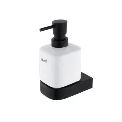 Nimco Nikau - Distributeur De Savon Avec Support En Céramique 250 Ml Blanc / Noir Mat NKC 30031K-T-90