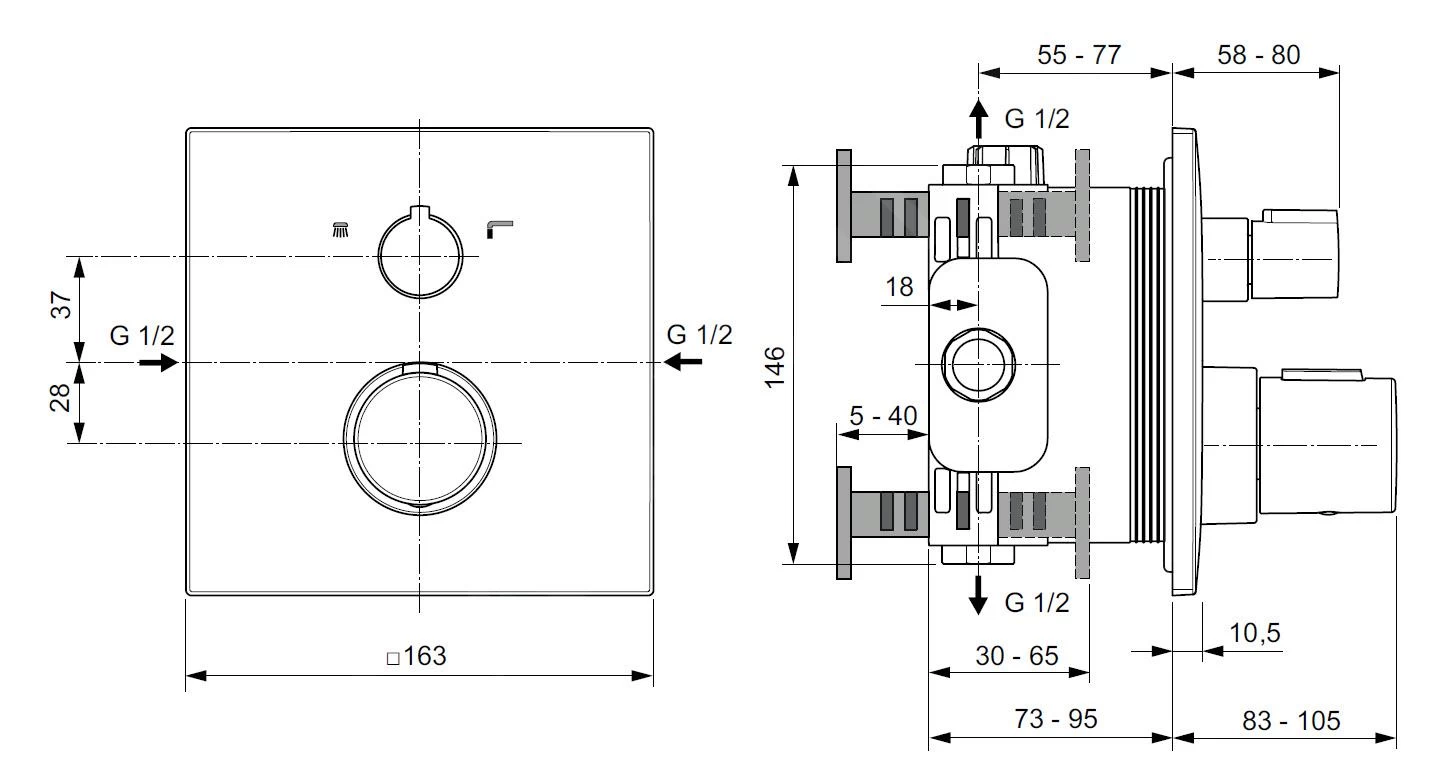 Ideal Standard CeraTherm - Mitigeur De Bain Thermostatique Encastré, Magnetic Grey A7522A5 4 Ideal Standard CeraTherm - Mitigeur De Bain Thermostatique Encastré, Magnetic Grey A7522A5 – Image 2