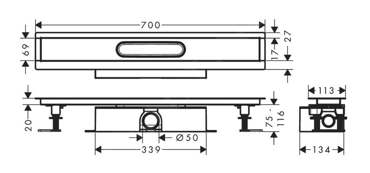 Hansgrohe UBox Universal - Ensemble Complet Pour Caniveaux De Douche Linéaires 700, Pour Installation Standard, Inox 56023180 4 Hansgrohe UBox Universal - Ensemble Complet Pour Caniveaux De Douche Linéaires 700, Pour Installation Standard, Inox 56023180 – Image 2