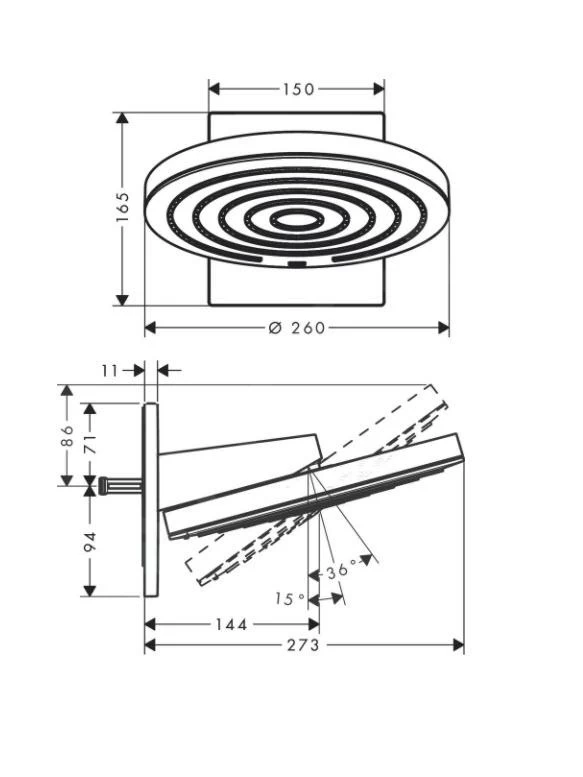 Hansgrohe Pulsify S - Douche De Tête 260 Avec Raccordement, 2 Jets, Blanc Mat 24150700 4 Hansgrohe Pulsify S - Douche De Tête 260 Avec Raccordement, 2 Jets, Blanc Mat 24150700 – Image 2
