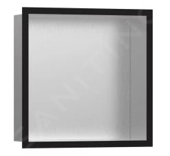 Hansgrohe XtraStoris Individual - Niche Murale Avec Cadre Design, 300x300x100 Mm, Inox Brossé / Noir Mat 56097670