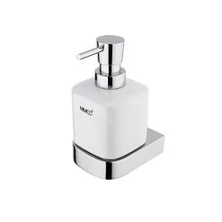 Nimco Nikau - Distributeur De Savon En Céramique Avec Support, 250 Ml Blanc / Chrome NK 30031K-T-26