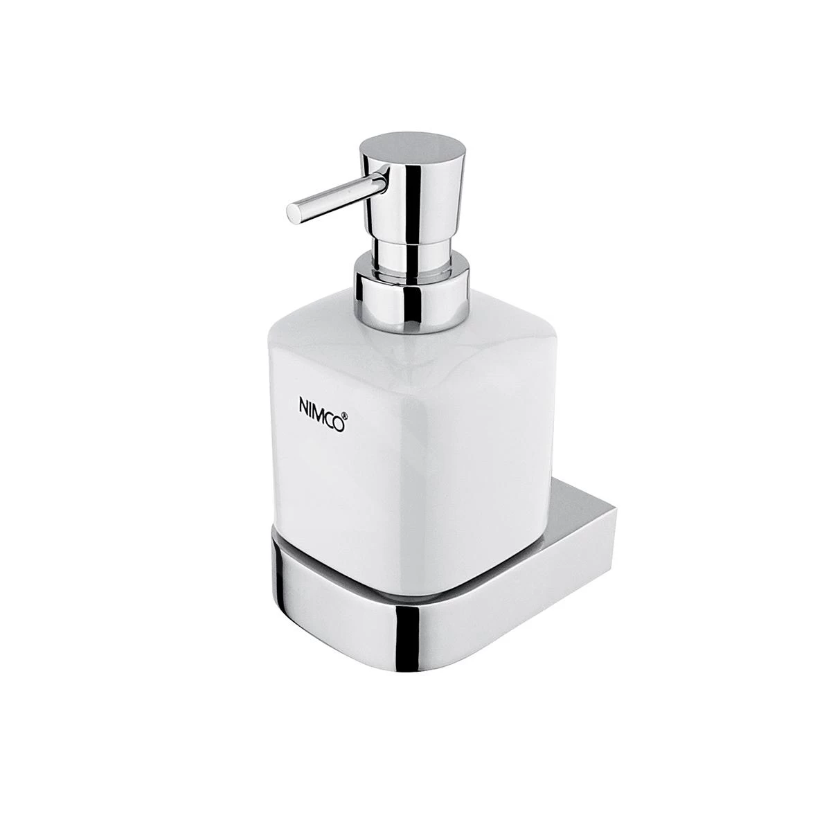 Nimco Nikau - Distributeur De Savon En Céramique Avec Support, 250 Ml Blanc / Chrome NK 30031K-T-26 3 Nimco Nikau - Distributeur De Savon En Céramique Avec Support, 250 Ml Blanc / Chrome NK 30031K-T-26
