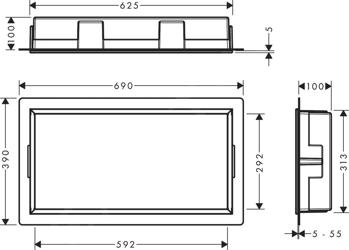 Hansgrohe XtraStoris Original - Niche Murale Avec Cadre Intégré, 300x600x100 Mm, Noir Mat 56064670 4 Hansgrohe XtraStoris Original - Niche Murale Avec Cadre Intégré, 300x600x100 Mm, Noir Mat 56064670 – Image 2