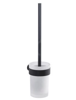 Sapho Accessoires De Salle De Bains Gedy - Brosse De Toilette Avec Support Mural, Noir Mat/verre Satiné PI330314