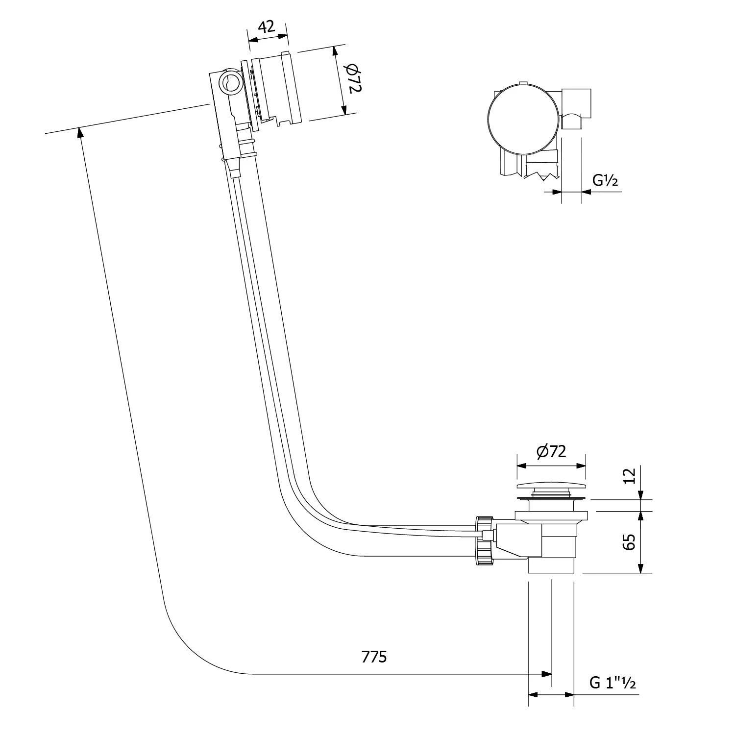 Polysan Accessoires - Garniture De Vidage Et De Trop-plein Pour Baignoire, Avec Alimentation, Longueur 775 Mm, Chrome 71685 4 Polysan Accessoires - Garniture De Vidage Et De Trop-plein Pour Baignoire, Avec Alimentation, Longueur 775 Mm, Chrome 71685 – Image 2