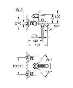 Grohe Start Classic - Mitigeur De Baignoire, Chrome 23787000 -Magasin De Salle De Bain 3eb98218a297aea2a137fb48