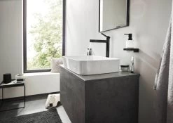 Hansgrohe AddStoris - Distributeur De Savon Avec Support, Verre Mat / Noir Mat 41745670 -Magasin De Salle De Bain 44198de0943cbbba4e47936a