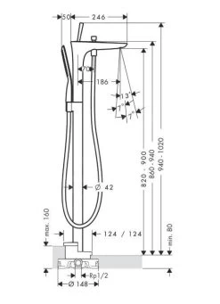 Hansgrohe PuraVida - Mitigeur De Baignoire Au Sol, Blanc / Chrome 15473400 -Magasin De Salle De Bain 5f5edca05481e1f7ad0775cc