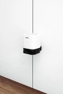 Nimco Kibo - Verre Pour Brosses à Dents Et Dentifrice Avec Support, Céramique Blanche / Noir Mat Ki-14058K-90 -Magasin De Salle De Bain 6c2af84b8befb9d02f7351d7
