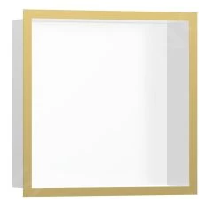 Hansgrohe XtraStoris Individual - Niche Murale Avec Cadre Design, 300x300x100 Mm, Blanc Mat / Aspect D'or Poli 56099990