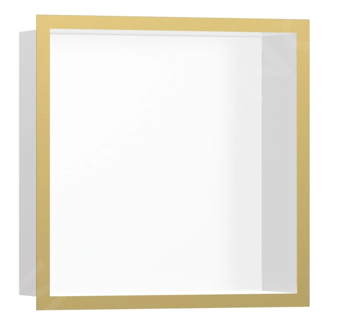 Hansgrohe XtraStoris Individual - Niche Murale Avec Cadre Design, 300x300x100 Mm, Blanc Mat / Aspect D&apos;or Poli 56099990
