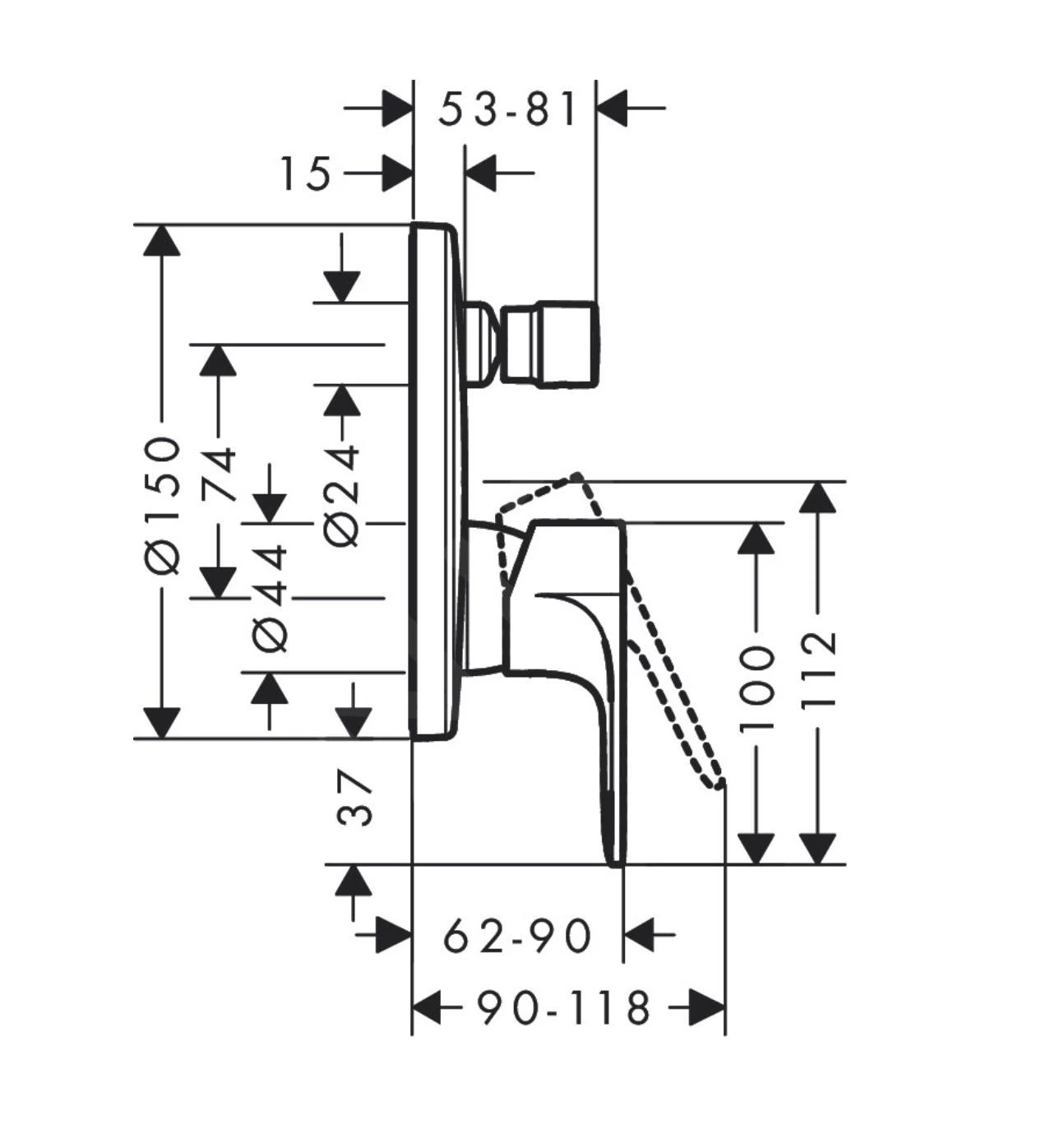 Hansgrohe Rebris E - Mitigeur De Baignoire Encastré, Noir Mat 72468670 4 Hansgrohe Rebris E - Mitigeur De Baignoire Encastré, Noir Mat 72468670 – Image 2