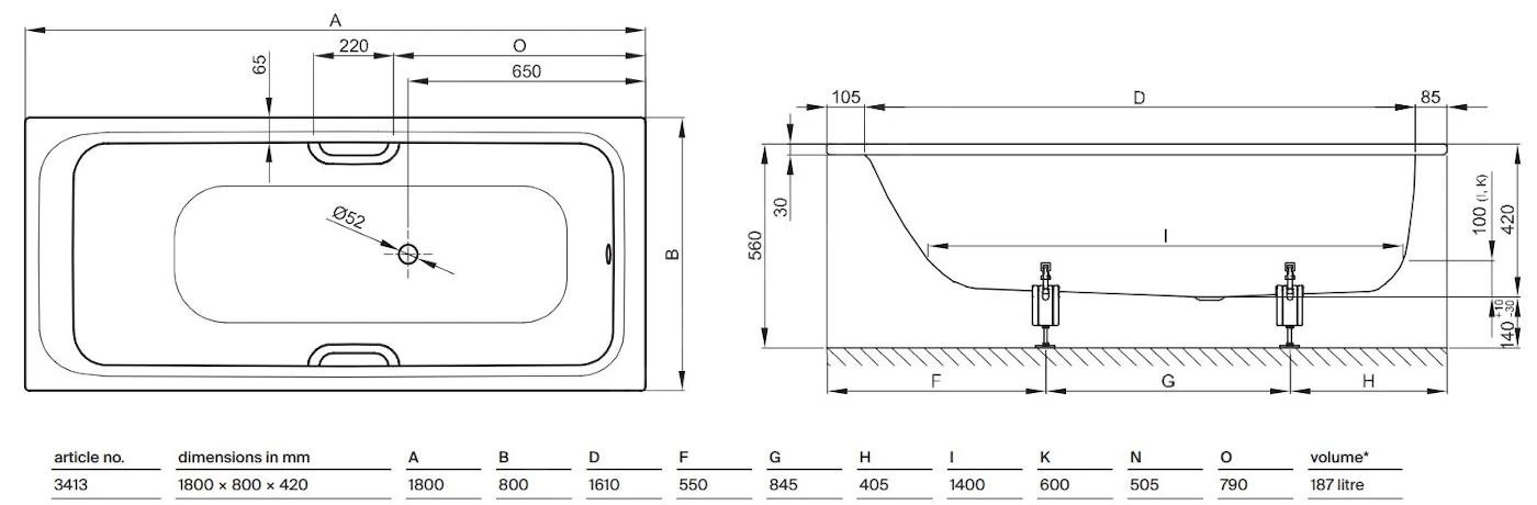 Bette Select - Baignoire Encastrable 1800x800 Mm, Blanc 3413-000 4 Bette Select - Baignoire Encastrable 1800x800 Mm, Blanc 3413-000 – Image 2