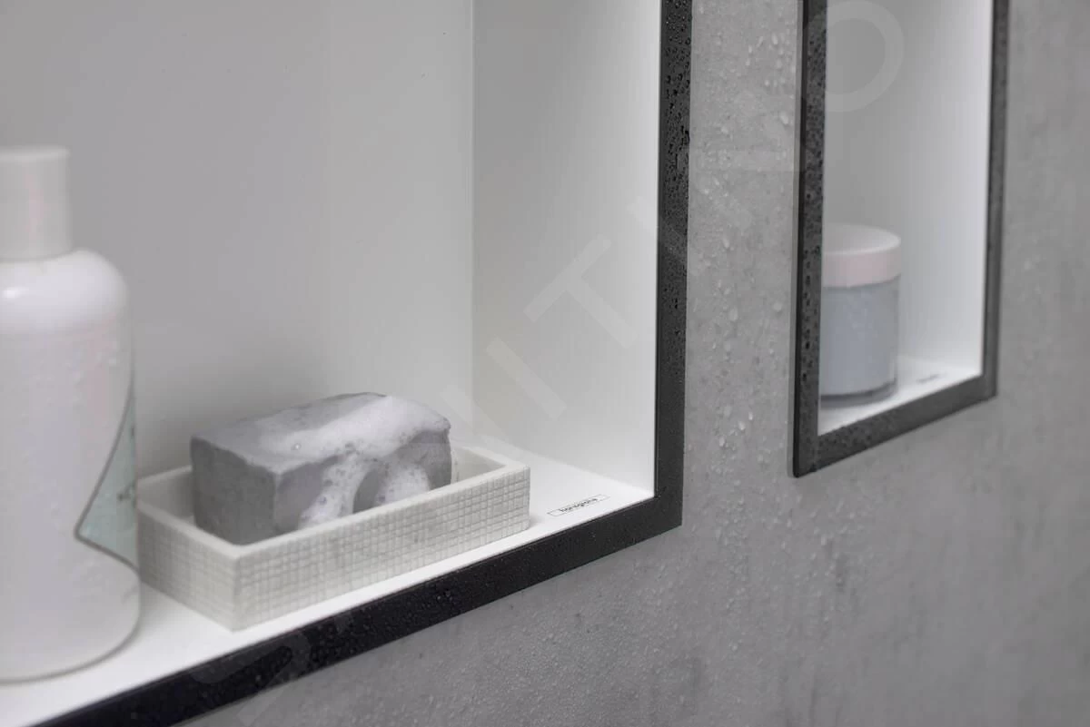 Hansgrohe XtraStoris Individual - Niche Murale Avec Cadre Design, 300x300x100 Mm, Inox Brossé / Chrome Noir Brossé 56097340 5 Hansgrohe XtraStoris Individual - Niche Murale Avec Cadre Design, 300x300x100 Mm, Inox Brossé / Chrome Noir Brossé 56097340 – Image 3