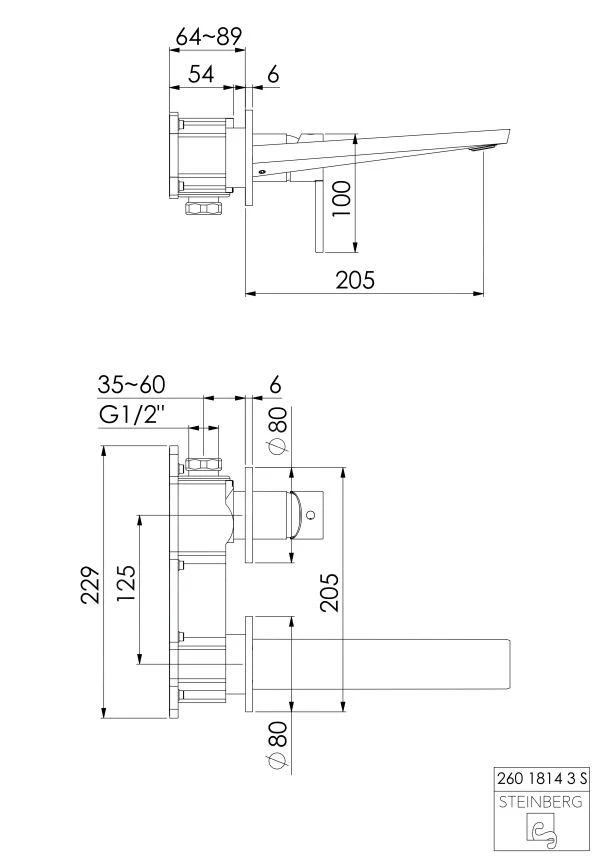 Steinberg 260 - Mitigeur De Lavabo Encastré, Installation 2 Trous, Noir Mat 260 1814 3 S 4 Steinberg 260 - Mitigeur De Lavabo Encastré, Installation 2 Trous, Noir Mat 260 1814 3 S – Image 2