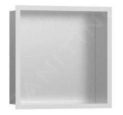 Hansgrohe XtraStoris Individual - Niche Murale Avec Cadre Design, 300x300x100 Mm, Inox Brossé / Blanc Mat 56097700
