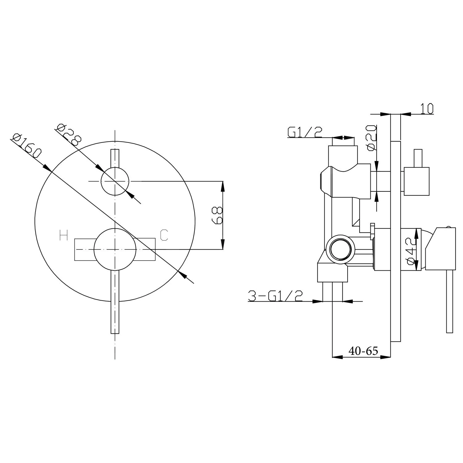 Sapho Kai - Mitigeur Encastré De Douche, 2 Sorties, Avec Inverseur, Chrome KA43 4 Sapho Kai - Mitigeur Encastré De Douche, 2 Sorties, Avec Inverseur, Chrome KA43 – Image 2