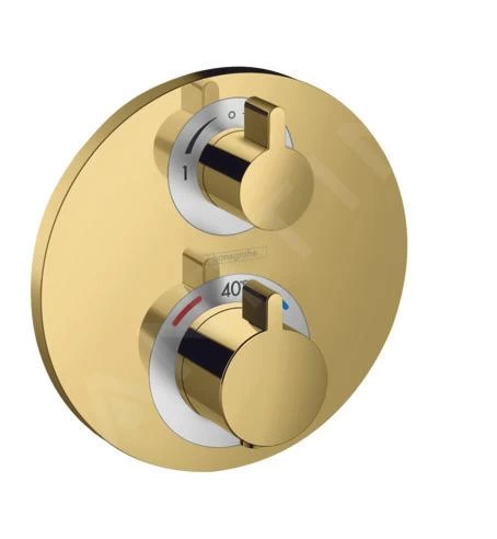 Hansgrohe Ecostat S - Mitigeur Thermostatique Encastré, 2 Sorties, Or Poli 15758990 3 Hansgrohe Ecostat S - Mitigeur Thermostatique Encastré, 2 Sorties, Or Poli 15758990