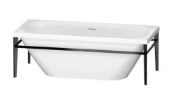 Duravit Xviu - Baignoire îlot, 1800x800 Mm, Avec Piédestal En Métal, Noir / Noir Mat 700443000B20000