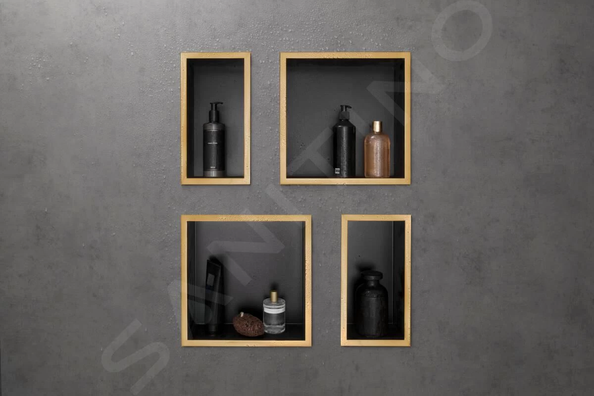 Hansgrohe XtraStoris Individual - Niche Murale Avec Cadre Design, 300x300x100 Mm, Noir Mat / Aspect D'or Poli 56098990 6 Hansgrohe XtraStoris Individual - Niche Murale Avec Cadre Design, 300x300x100 Mm, Noir Mat / Aspect D'or Poli 56098990 – Image 4