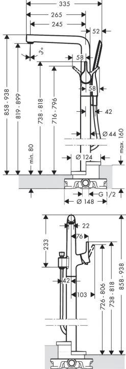 Hansgrohe Talis S - Mitigeur De Baignoire Pour Montage Au Sol Avec Accessoires, Chrome 72412000 -Magasin De Salle De Bain 932ebe343e5a475dc2514b43