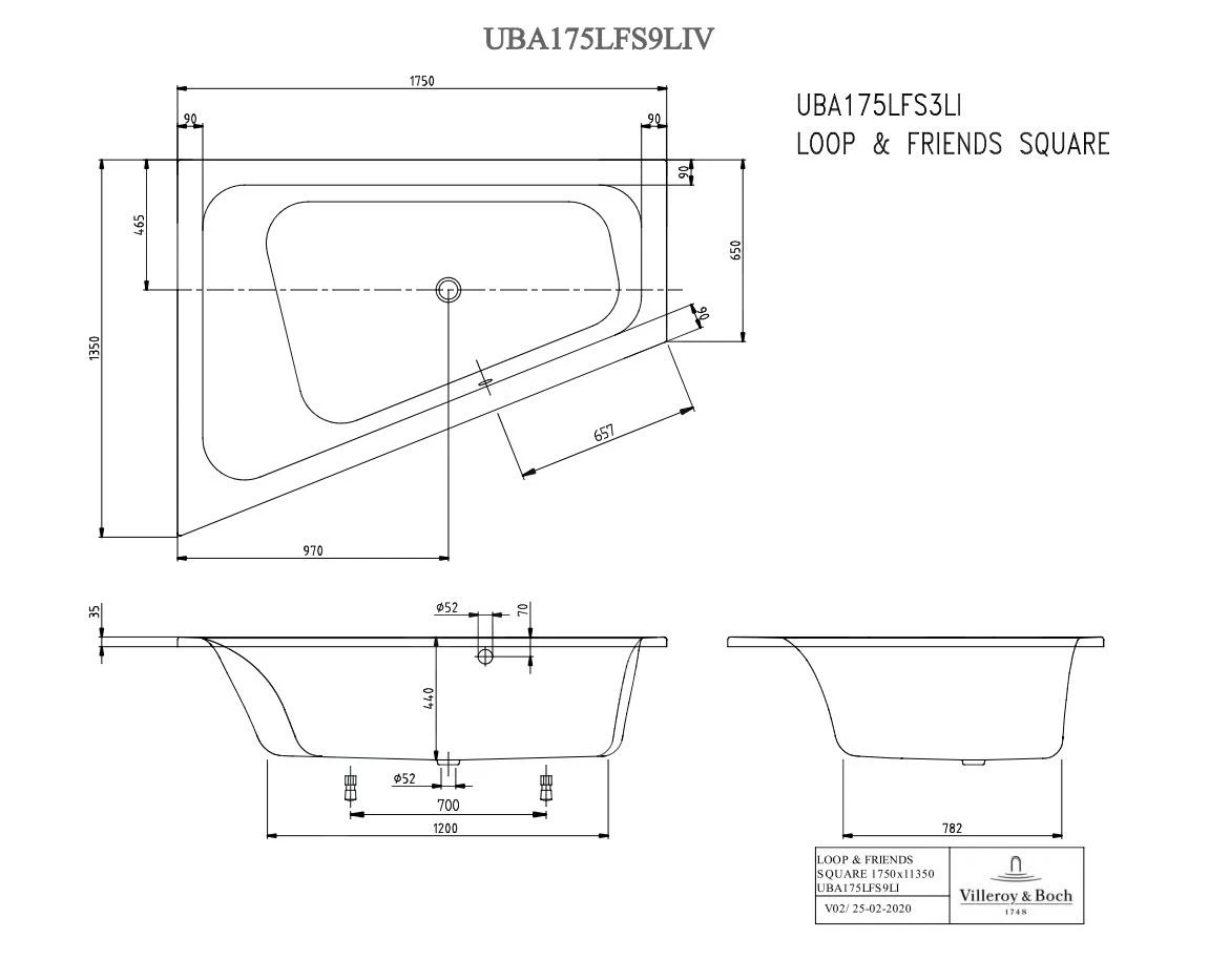 Villeroy & Boch Loop&Friends - Baignoire 1350x1750x440 Mm, Gauche, Blanc UBA175LFS9LIV-01 4 Villeroy & Boch Loop&Friends - Baignoire 1350x1750x440 Mm, Gauche, Blanc UBA175LFS9LIV-01 – Image 2