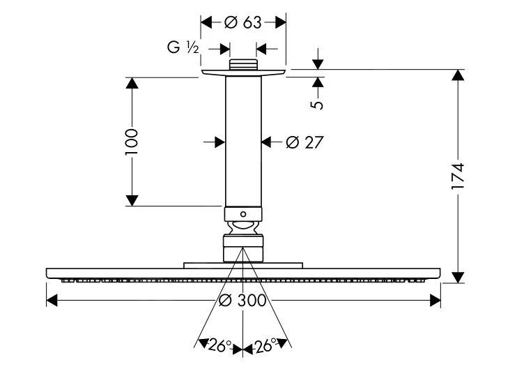 Hansgrohe Raindance - Douche De Tête S 300 Air 1 Jet Avec Arrivée Depuis Le Plafond 100 Mm, Chrome 27494000 4 Hansgrohe Raindance - Douche De Tête S 300 Air 1 Jet Avec Arrivée Depuis Le Plafond 100 Mm, Chrome 27494000 – Image 2
