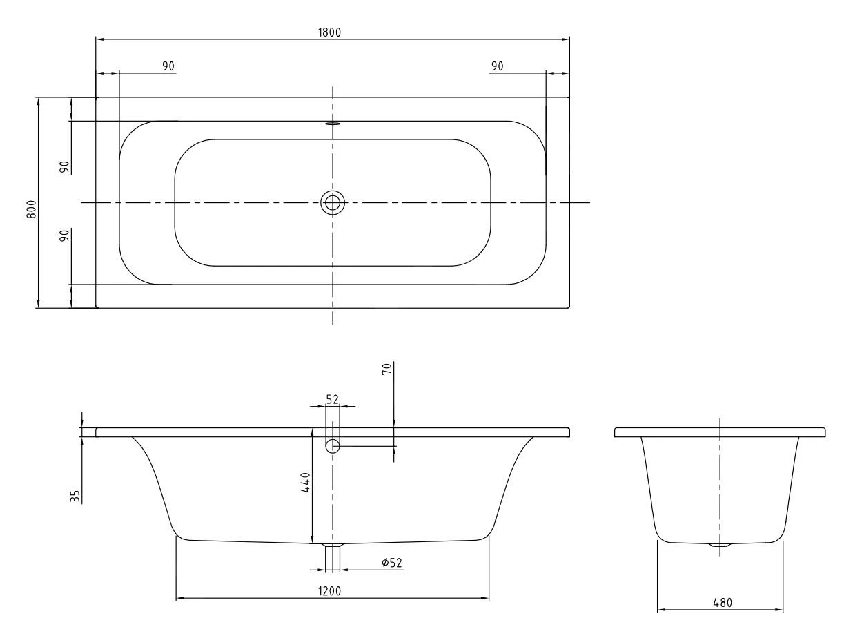 Villeroy & Boch Loop&Friends - Baignoire 1800x800 Mm, Blanc UBA180LFS2V-01 4 Villeroy & Boch Loop&Friends - Baignoire 1800x800 Mm, Blanc UBA180LFS2V-01 – Image 2