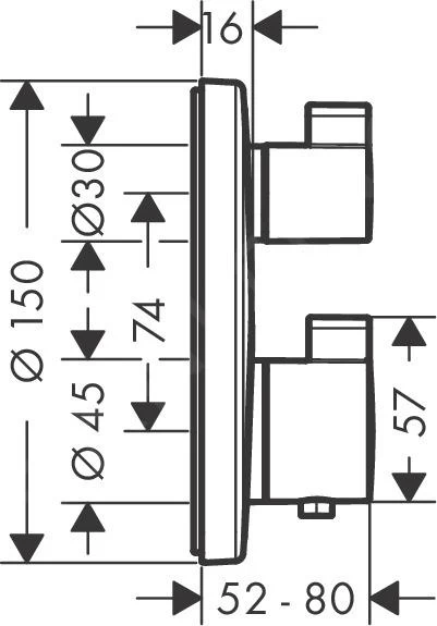Hansgrohe Ecostat S - Mitigeur Thermostatique Encastré, 2 Sorties, Or Poli 15758990 4 Hansgrohe Ecostat S - Mitigeur Thermostatique Encastré, 2 Sorties, Or Poli 15758990 – Image 2