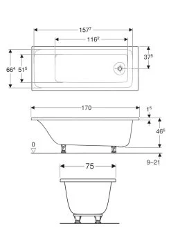 Geberit Tawa - Baignoire 1700x750x466 Mm, Blanc 554.121.01.1 -Magasin De Salle De Bain b32a2e4ba9f8192e024967c8