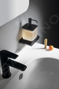 Sapho Flori - Distributeur De Savon Avec Support, Verre Dépoli/noir Mat, Chrome RF019/15 -Magasin De Salle De Bain b52603c8f102da06df18fb55