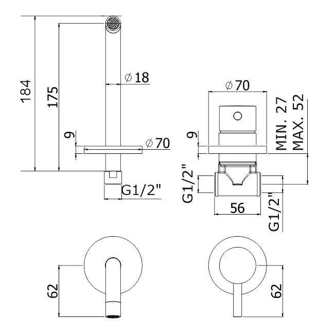 Paffoni Light - Mitigeur De Lavabo Encastré, Installation 2 Trous, Inox LIG006ST70 4 Paffoni Light - Mitigeur De Lavabo Encastré, Installation 2 Trous, Inox LIG006ST70 – Image 2