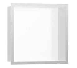Hansgrohe XtraStoris Individual - Niche Murale Avec Cadre Design, 300x300x100 Mm, Blanc Mat / Inox Brossé 56099800