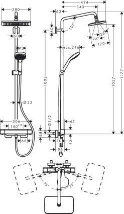 Hansgrohe Croma - Colonne De Douche Thermostatique Showerpipe, 1jet,EcoSmart, Chrome 27660000 17 Hansgrohe Croma - Colonne De Douche Thermostatique Showerpipe, 1jet,EcoSmart, Chrome 27660000 -Magasin De Salle De Bain c086f8b74ec586ece7a77f64