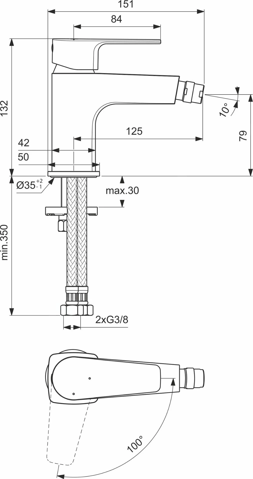 Ideal Standard Cerafine D - Mitigeur De Bidet, BlueStart, Chrome BC746AA 4 Ideal Standard Cerafine D - Mitigeur De Bidet, BlueStart, Chrome BC746AA – Image 2