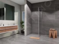 Lansanit LitLUX Slim Tadao - Paroi De Douche Fixe 900 Mm, Aluminium Brillant / Verre Clair SPD90