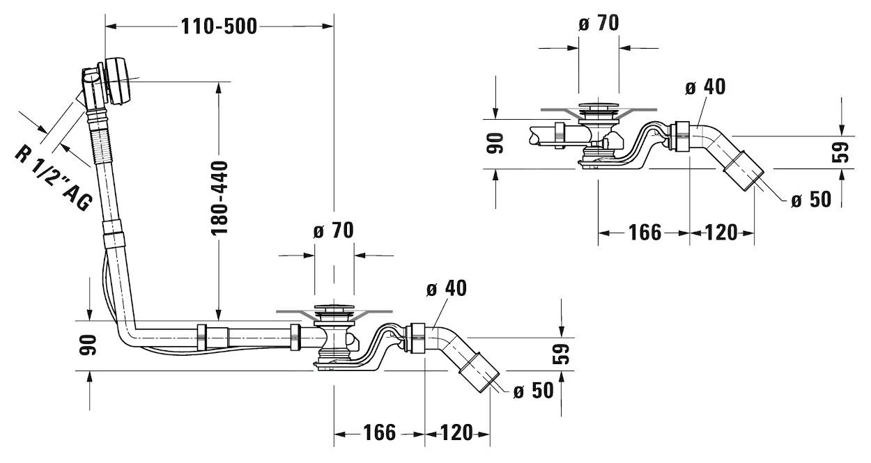Duravit Accessoires - Garniture De Vidage Et De Trop-plein Quadroval Avec Remplissage, Bowden 650 Mm, Chrome 792203000001000 4 Duravit Accessoires - Garniture De Vidage Et De Trop-plein Quadroval Avec Remplissage, Bowden 650 Mm, Chrome 792203000001000 – Image 2