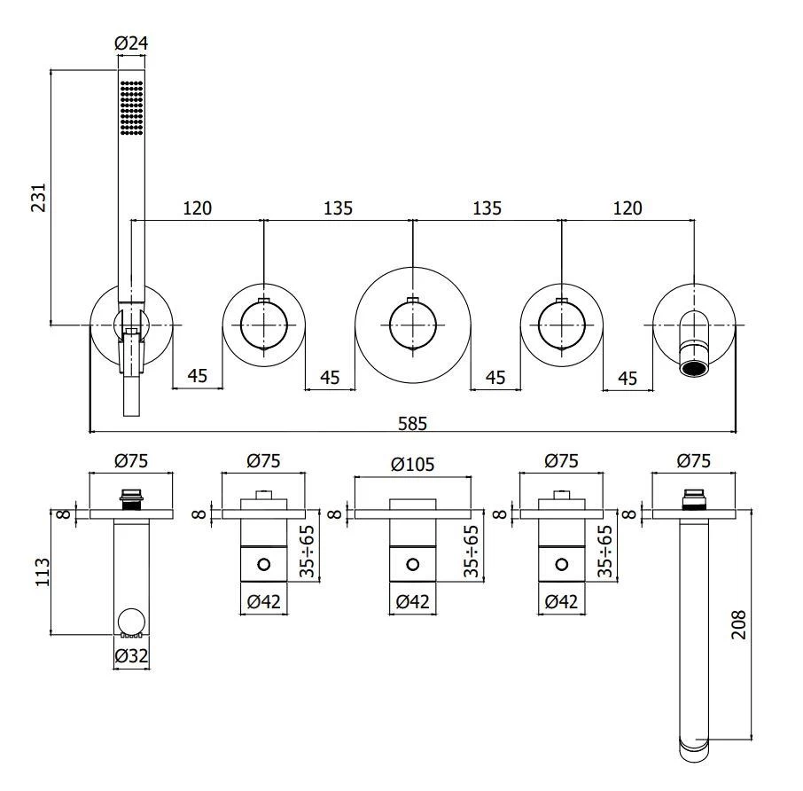 Paffoni Modular Box - Mitigeur Thermostatique Encastré, Pour 2 Sorties, Or Brossé MDE001HGSP 4 Paffoni Modular Box - Mitigeur Thermostatique Encastré, Pour 2 Sorties, Or Brossé MDE001HGSP – Image 2