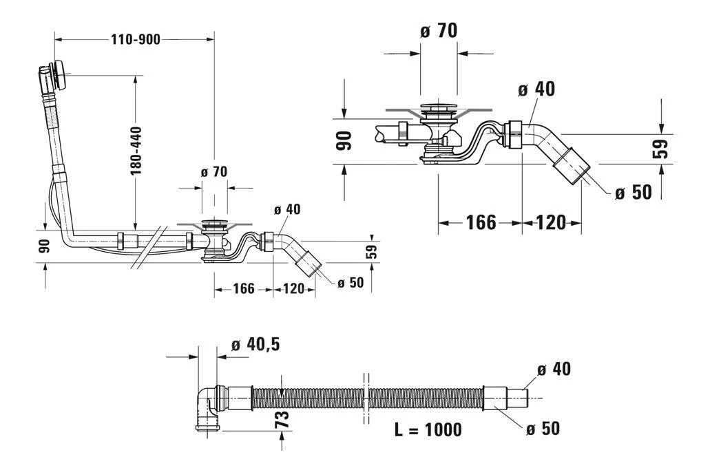 Duravit Accessoires - Garniture De Vidage Et De Trop-plein Pour Baignoire, Bowden, Chrome 792210000001000 4 Duravit Accessoires - Garniture De Vidage Et De Trop-plein Pour Baignoire, Bowden, Chrome 792210000001000 – Image 2