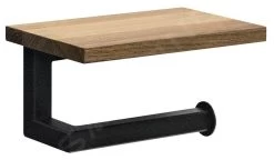 Sapho Ska - Porte-papier Hygiénique, Avec étagère, Noir/chêne SKA421