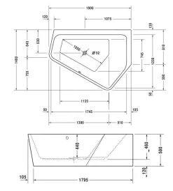 Duravit Paiova 5 - Baignoire Asymétrique, 1900x1400 Mm, Avec Panneau, Droite, Blanc 700397000000000 -Magasin De Salle De Bain e20fde828566f4df0a600ec0