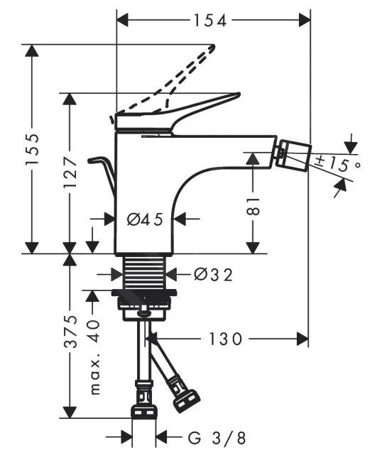 Hansgrohe Vivenis - Mitigeur De Bidet Avec Vidage, Noir Mat 75200670 4 Hansgrohe Vivenis - Mitigeur De Bidet Avec Vidage, Noir Mat 75200670 – Image 2